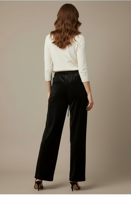 Pantalon Velours Femme Noir Large - vue 2