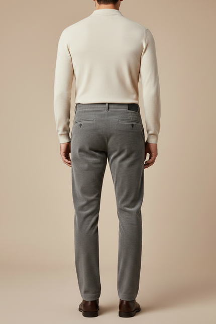 Pantalon Velours Côtelé Gris Coupe Droite Homme Chic - Cordé - vue 2