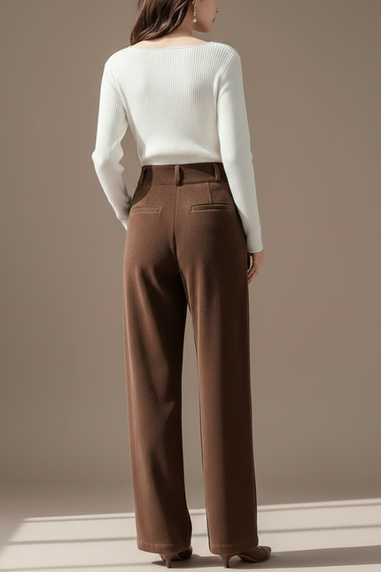 Pantalon Velours Femme Chocolat - Marron - vue 2