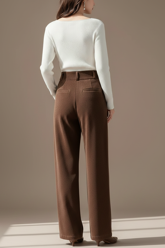 Pantalon Velours Femme Chocolat - Marron - vue 2