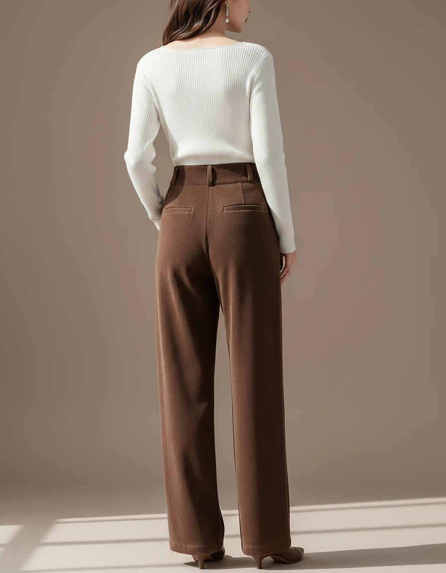 Pantalon Velours Femme Chocolat - Marron - vue 2
