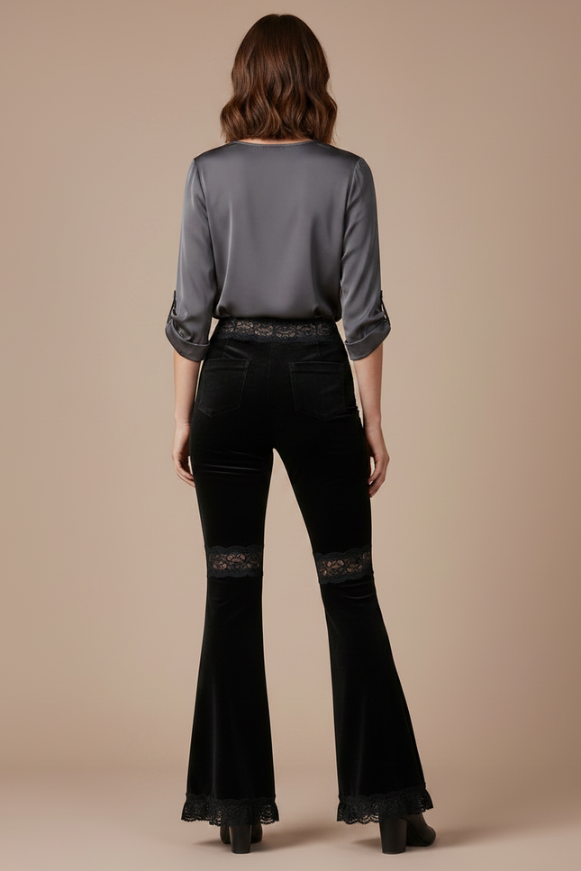 Pantalon Velours Femme Vintage - Noir - vue 2