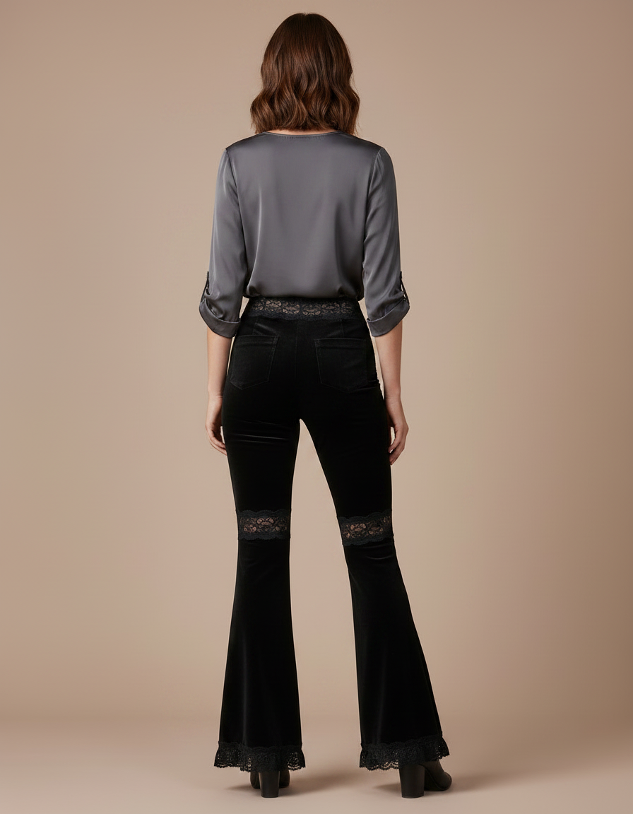 Pantalon Velours Femme Vintage - Noir - vue 2