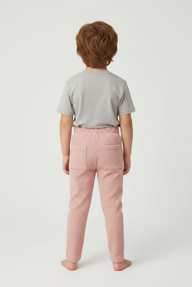 Pantalon Velours Côtelé Rose Slim Enfant Confortable - Cordé - vue 2