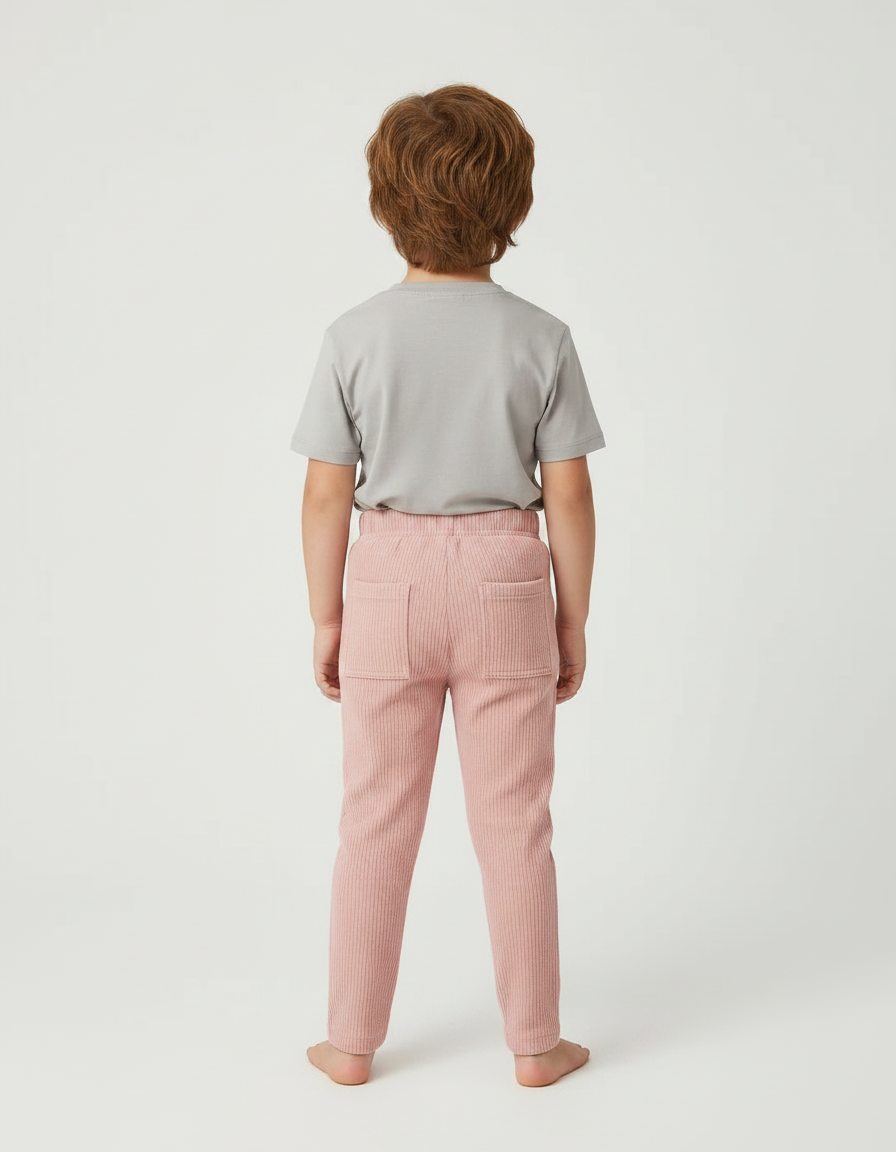 Pantalon Velours Côtelé Rose Slim Enfant Confortable - Cordé - vue 2