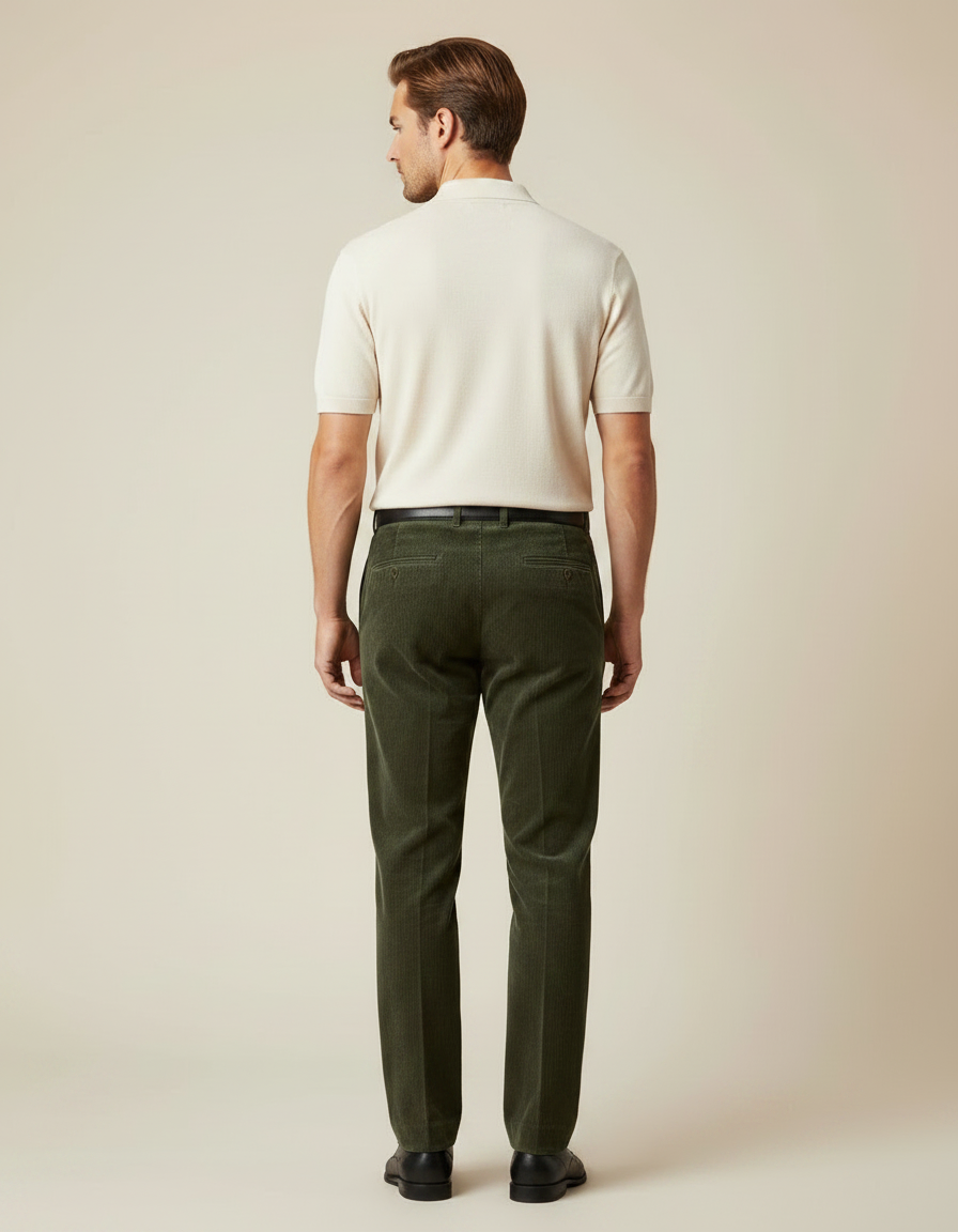 Pantalon Velours Kaki Homme - Cordé - vue 2