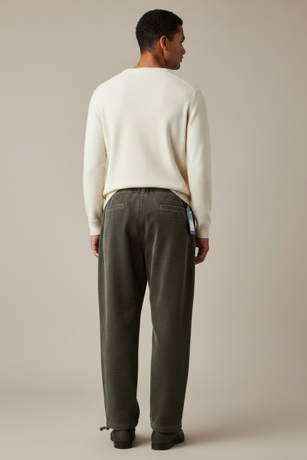 Pantalon Velours Côtelé Ample Gris Décontracté Homme - Cordé - vue 2