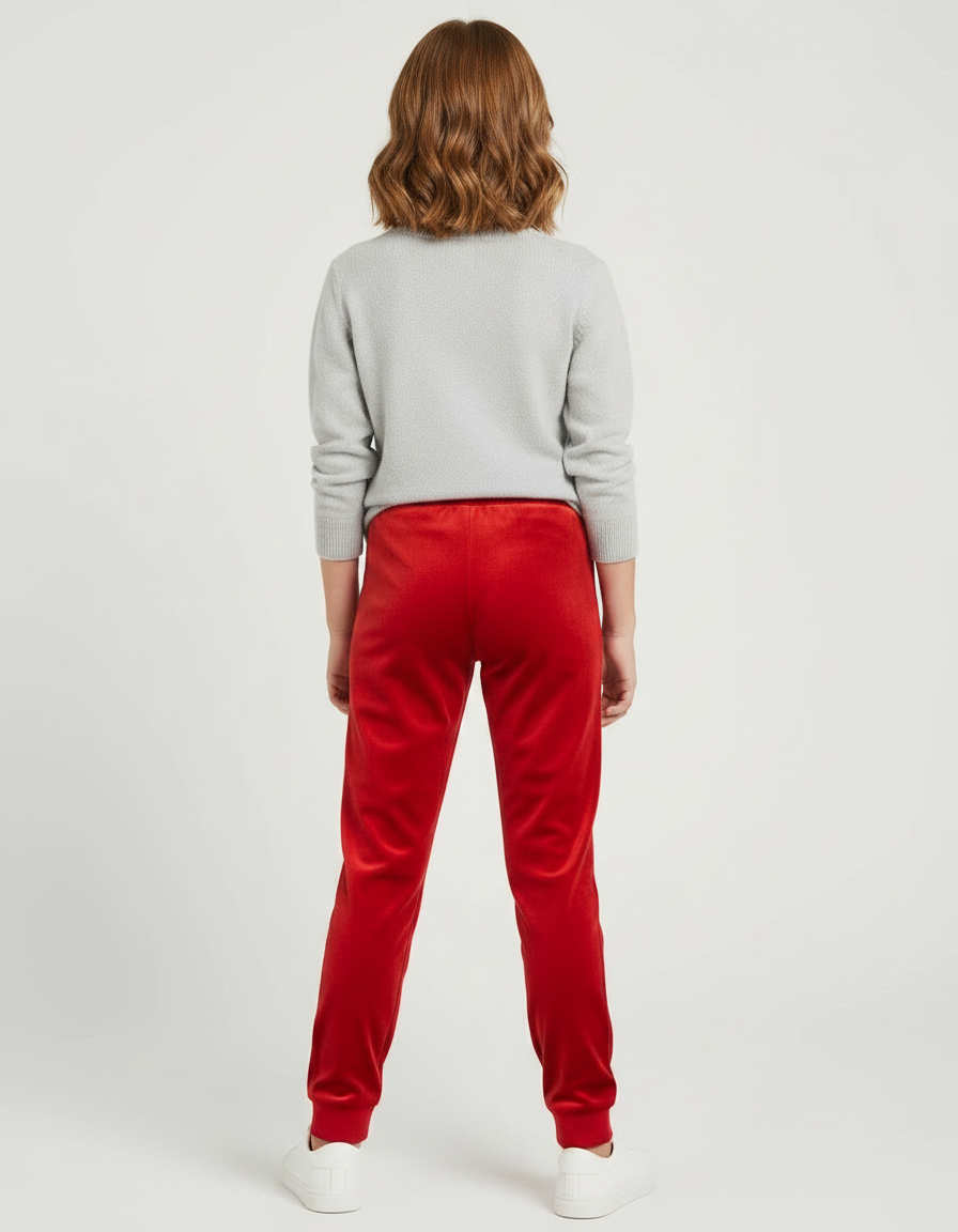 Pantalon Velours Rouge Jogging Enfant Doux Confortable - vue 2