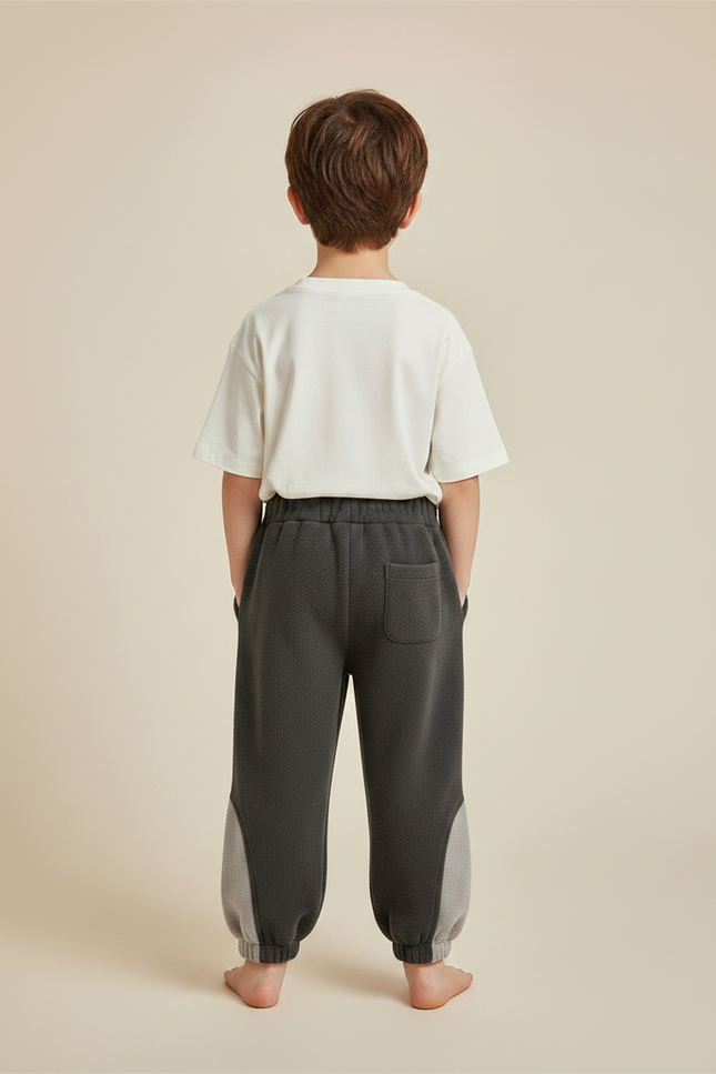Pantalon Velours Gris Sportif Rayures Enfants Hiver - Molleton - vue 2