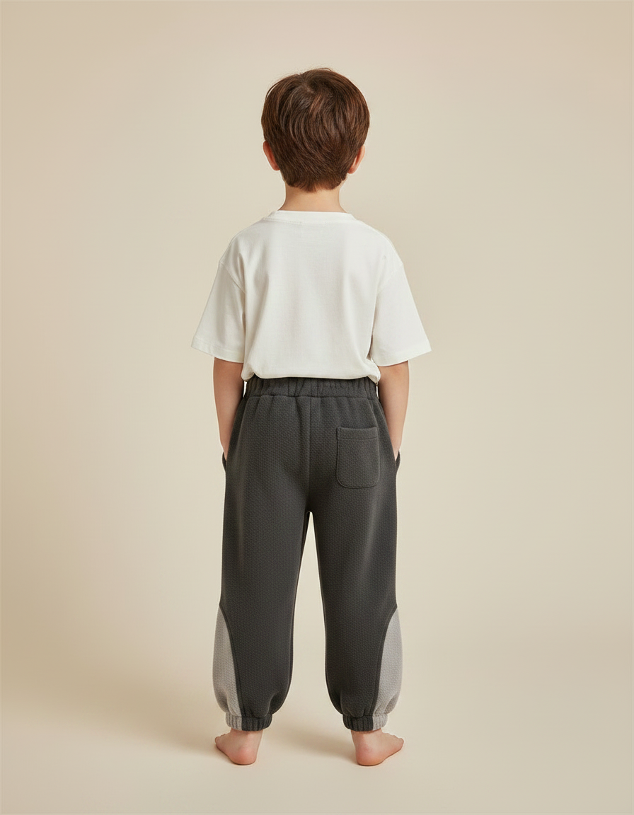 Pantalon Velours Gris Sportif Rayures Enfants Hiver - Molleton - vue 2