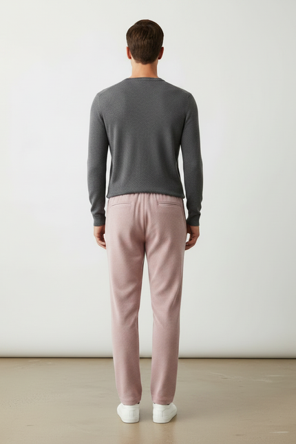 Pantalon Velours Rose Côtelé Droit Décontracté Homme - Cordé - vue 2