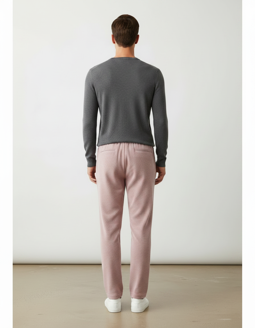 Pantalon Velours Rose Côtelé Droit Décontracté Homme - Cordé - vue 2