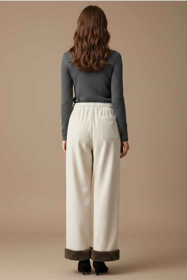 Pantalon Velours Beige Ample Doublé Chaud Hiver - Cordé - vue 2