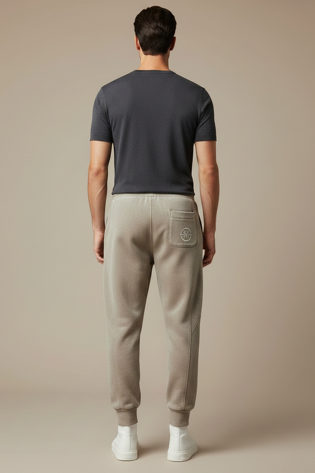 Pantalon Velours Beige Décontracté Molletonné Jogging Homme - vue 2