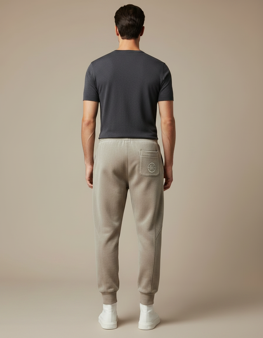 Pantalon Velours Beige Décontracté Molletonné Jogging Homme - vue 2