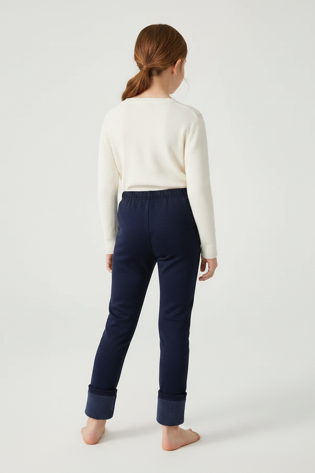 Pantalon Velours Bleu Marine Chaud Enfant Fille - vue 2