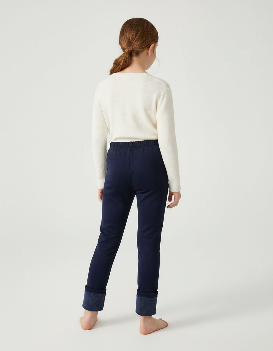 Pantalon Velours Bleu Marine Chaud Enfant Fille - vue 2