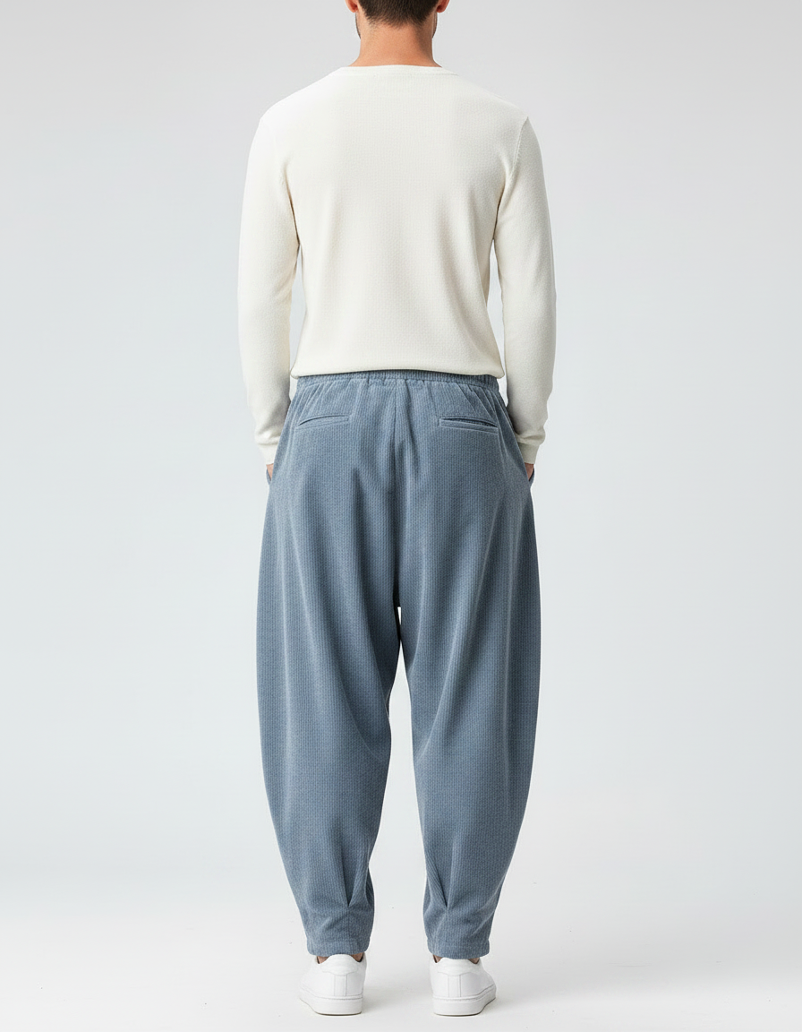 Pantalon Velours Japonais Homme - Bleu Cordé - vue 2