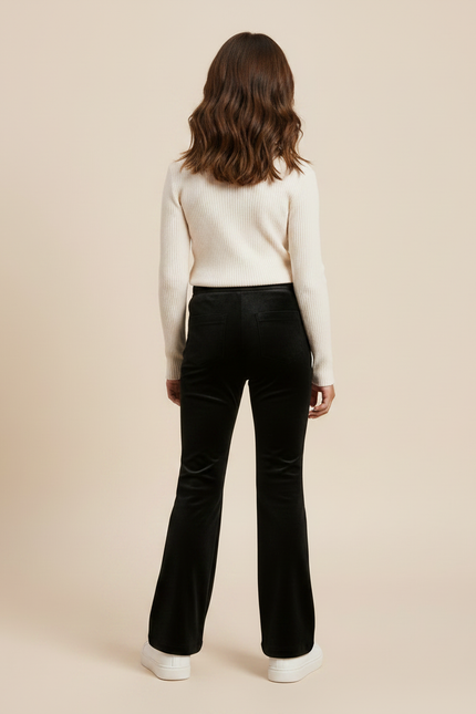 Pantalon Velours Noir Évasé Strass Enfant - vue 2