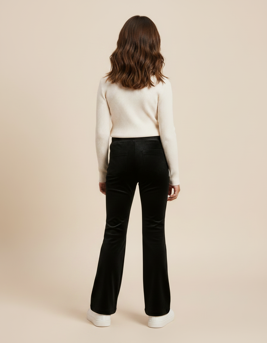Pantalon Velours Noir Évasé Strass Enfant - vue 2