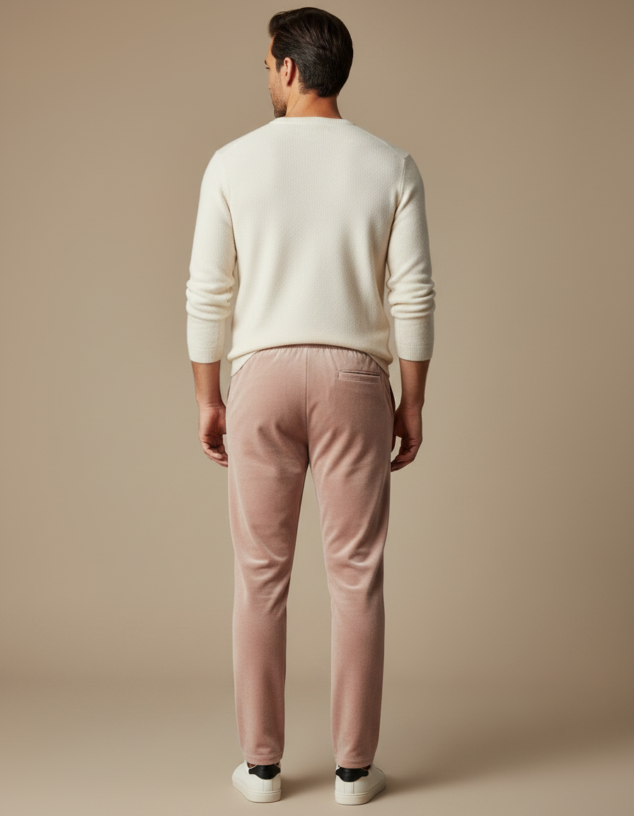 Pantalon Velours Rose Doux Homme Décontracté Confortable - vue 2
