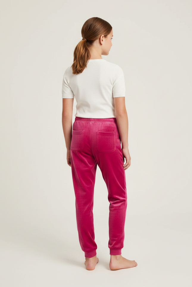 Pantalon Velours Rose Fushia Jogging Doux Enfant - vue 2