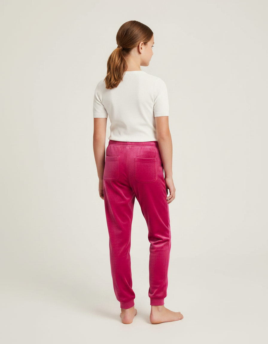 Pantalon Velours Rose Fushia Jogging Doux Enfant - vue 2