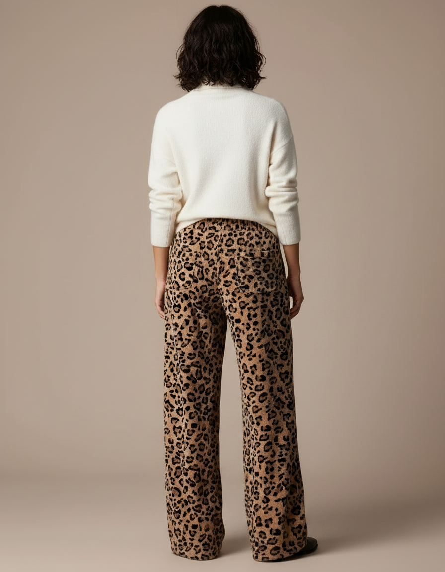 Pantalon Velours Léopard Ample Confortable Femme - Imprimé - vue 2