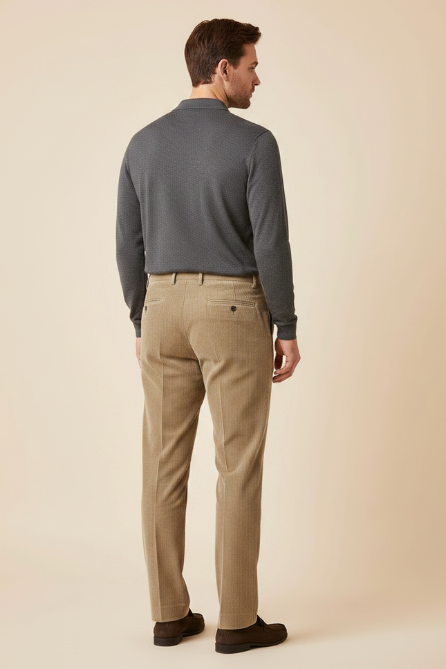 Pantalon Velours Homme Beige - Camel Cordé - vue 2