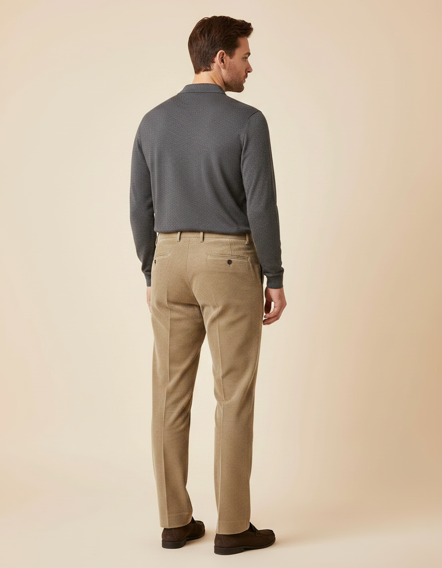 Pantalon Velours Homme Beige - Camel Cordé - vue 2