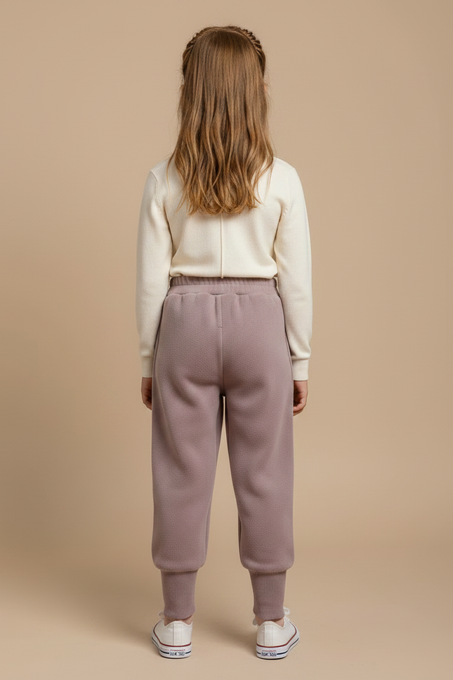 Pantalon Velours Lilas Brodé Lapin Ample Confortable - Violet - vue 2