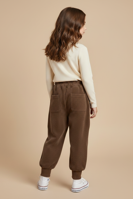 Pantalon Velours Marron Côtelé Ample Boutons Enfant - Cordé - vue 2