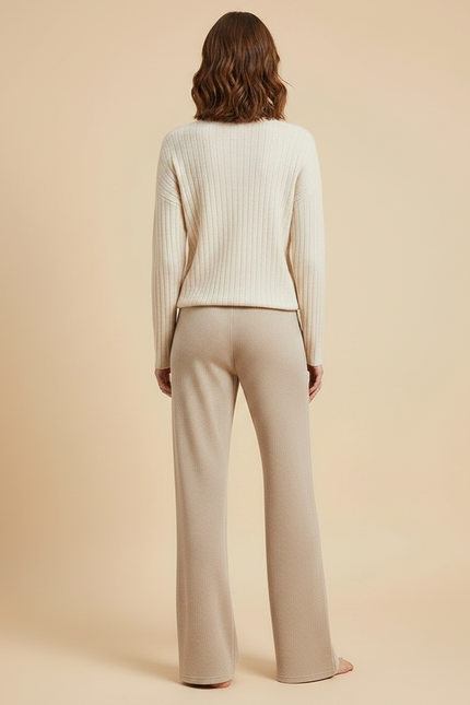 Pantalon Velours Beige Côtelé Droit Décontracté Femme - Maille - vue 2