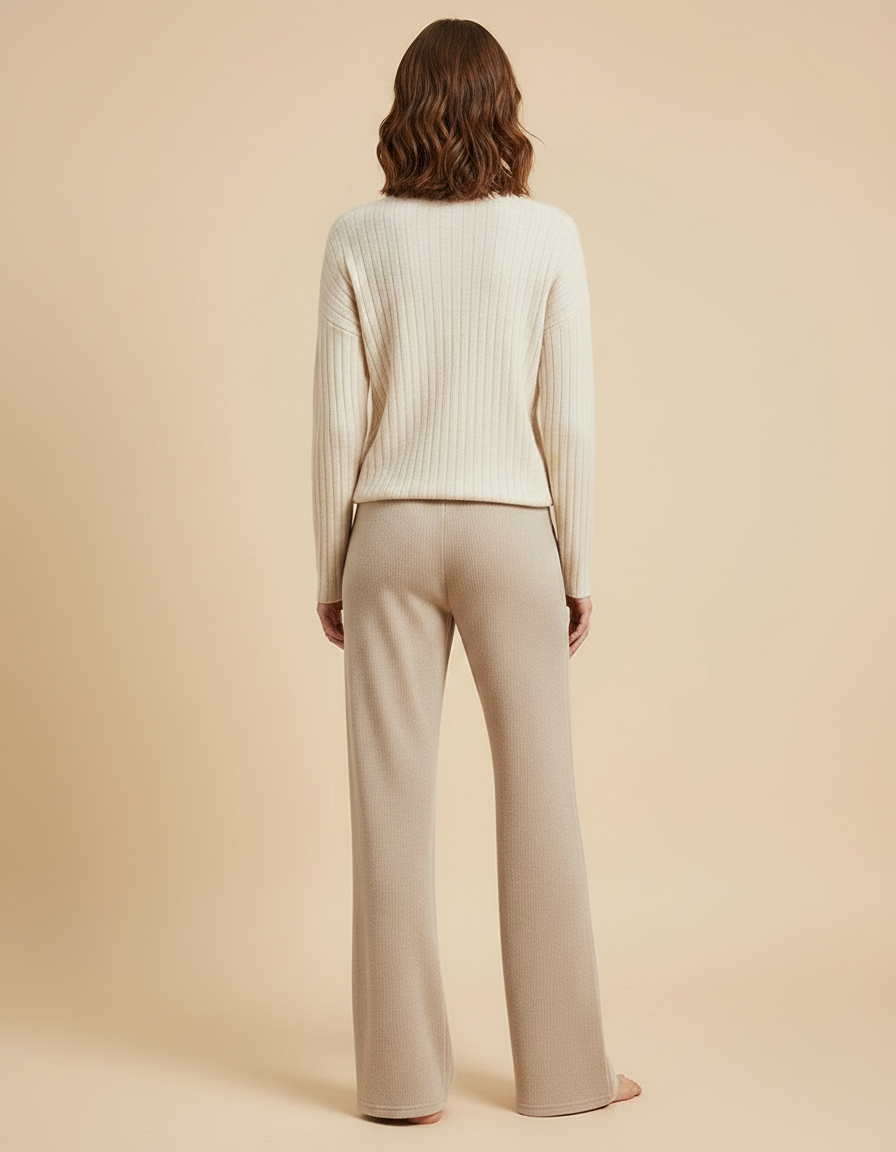 Pantalon Velours Beige Côtelé Droit Décontracté Femme - Maille - vue 2