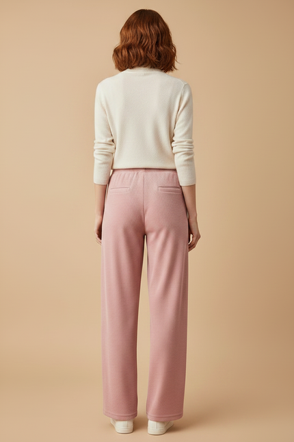 Pantalon Velours Rose Côtelé Ample Décontracté Fluide Femme - Cordé - vue 2