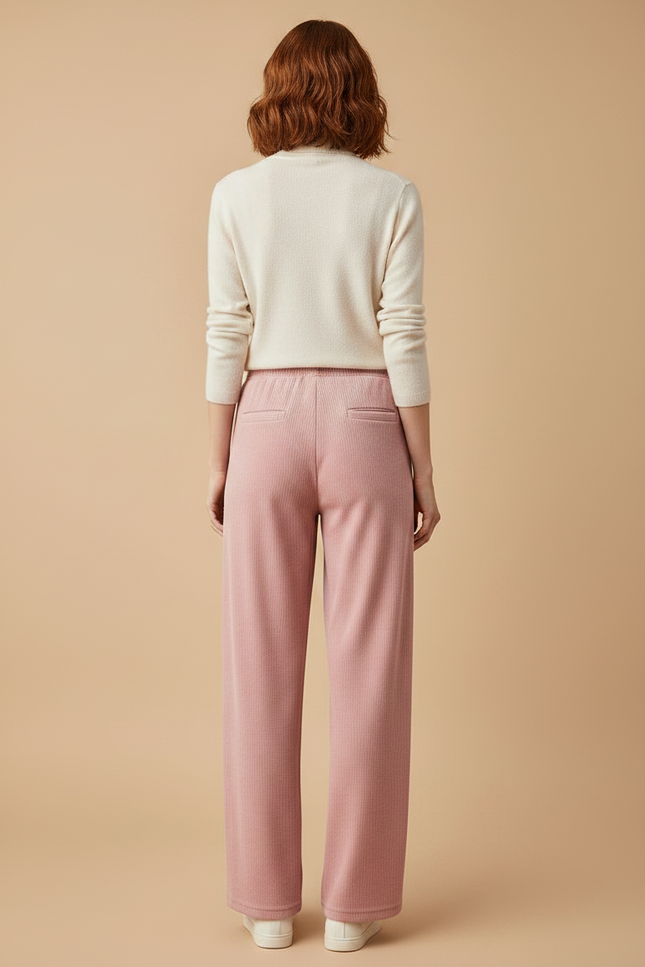 Pantalon Velours Rose Côtelé Ample Décontracté Fluide Femme - Cordé - vue 2