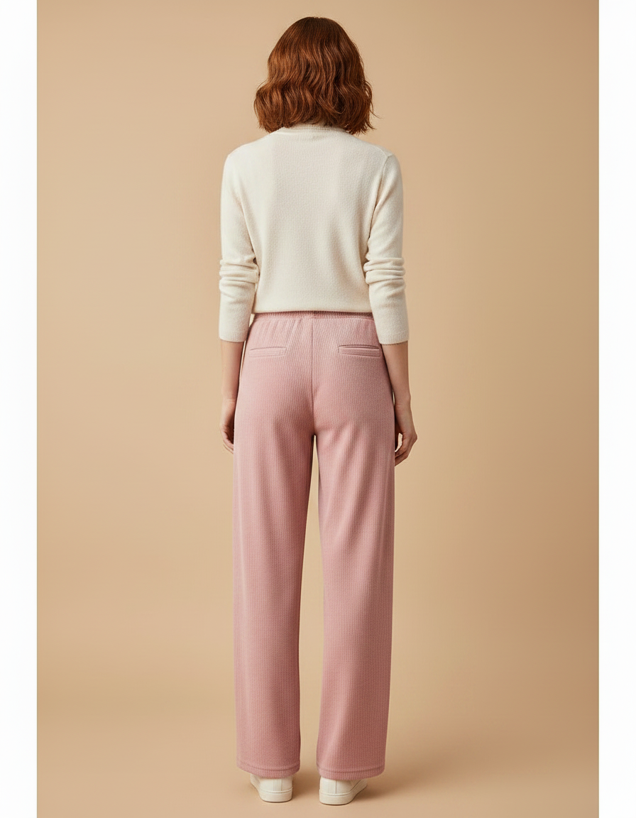 Pantalon Velours Rose Côtelé Ample Décontracté Fluide Femme - Cordé - vue 2