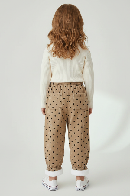 Pantalon Velours Beige Ample Pois Doublé Chaud - vue 2