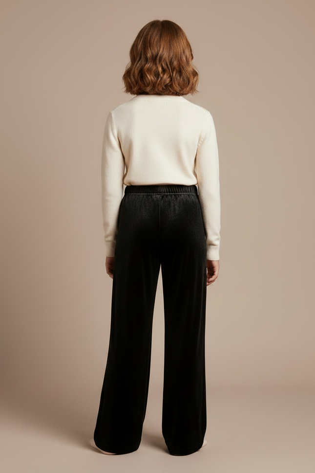 Pantalon Velours Noir Ample Droit Fille - vue 2