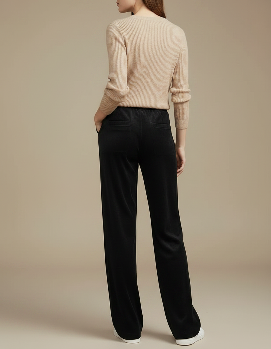 Pantalon Effet Velours - Noir - vue 2