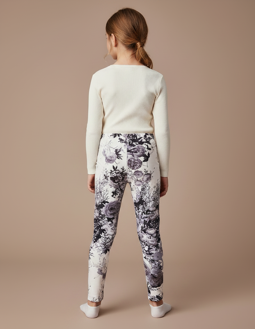 Pantalon Velours Imprimé Floral Fille Chaud Hiver - vue 2