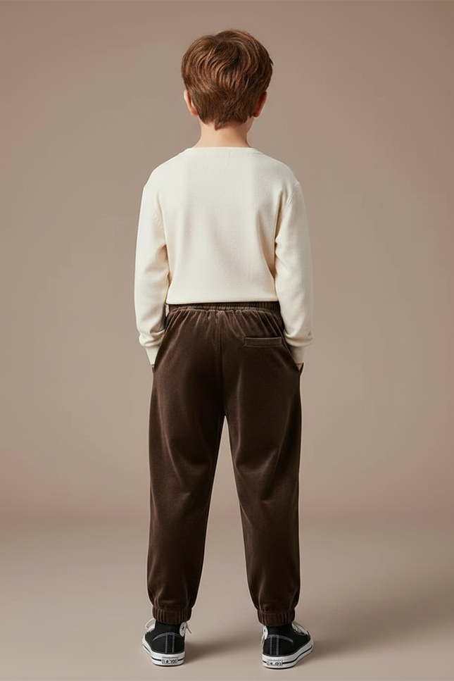 Pantalon Velours Marron Jogger Garçon Confortable - vue 2