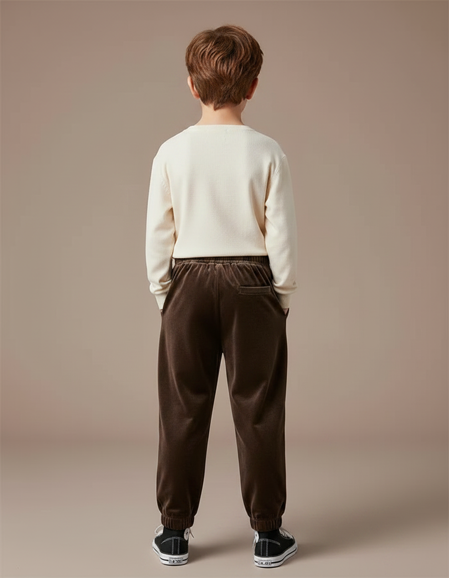 Pantalon Velours Marron Jogger Garçon Confortable - vue 2