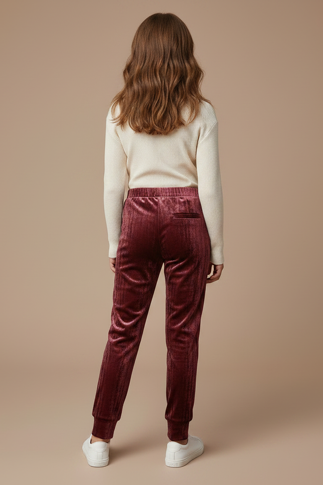 Pantalon Velours Bordeaux Jogging Doux Enfant - vue 2