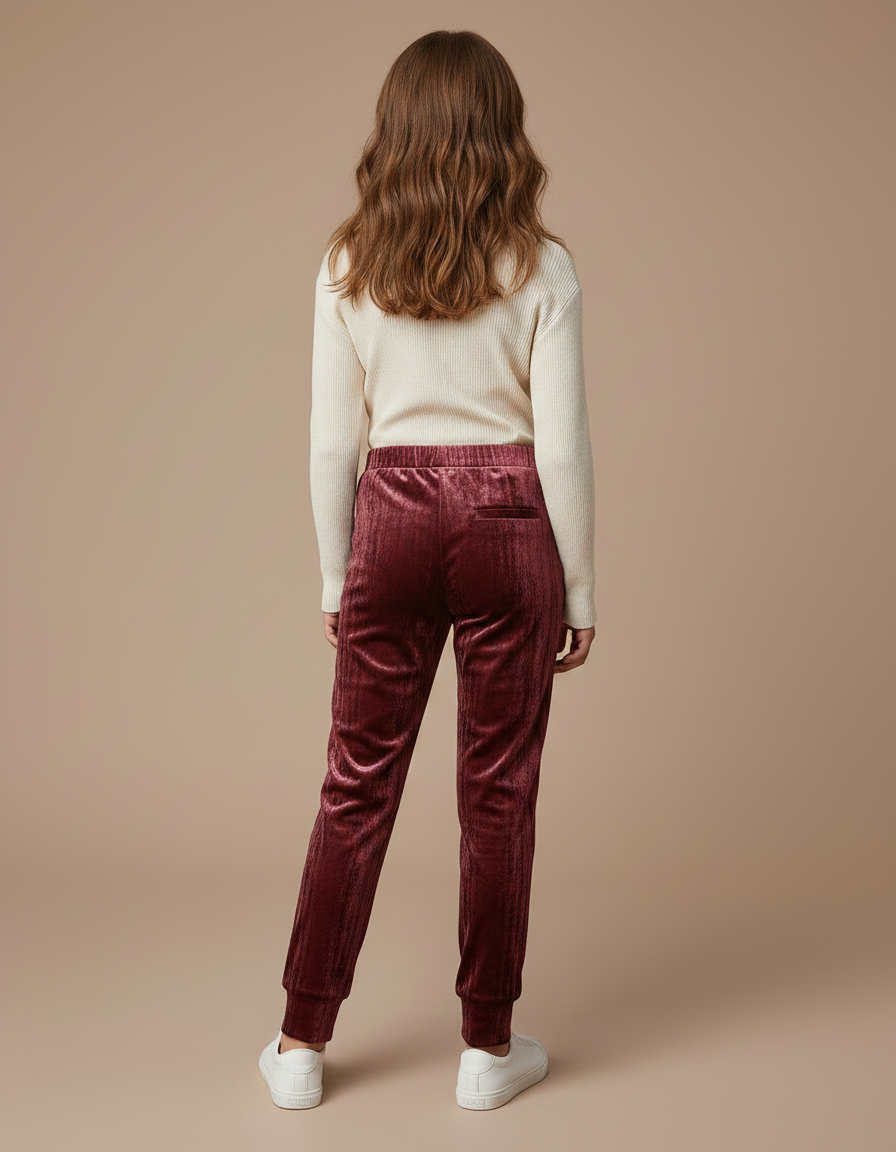 Pantalon Velours Bordeaux Jogging Doux Enfant - vue 2