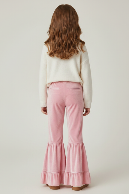 Pantalon Large Velours Fille - Rose - vue 2