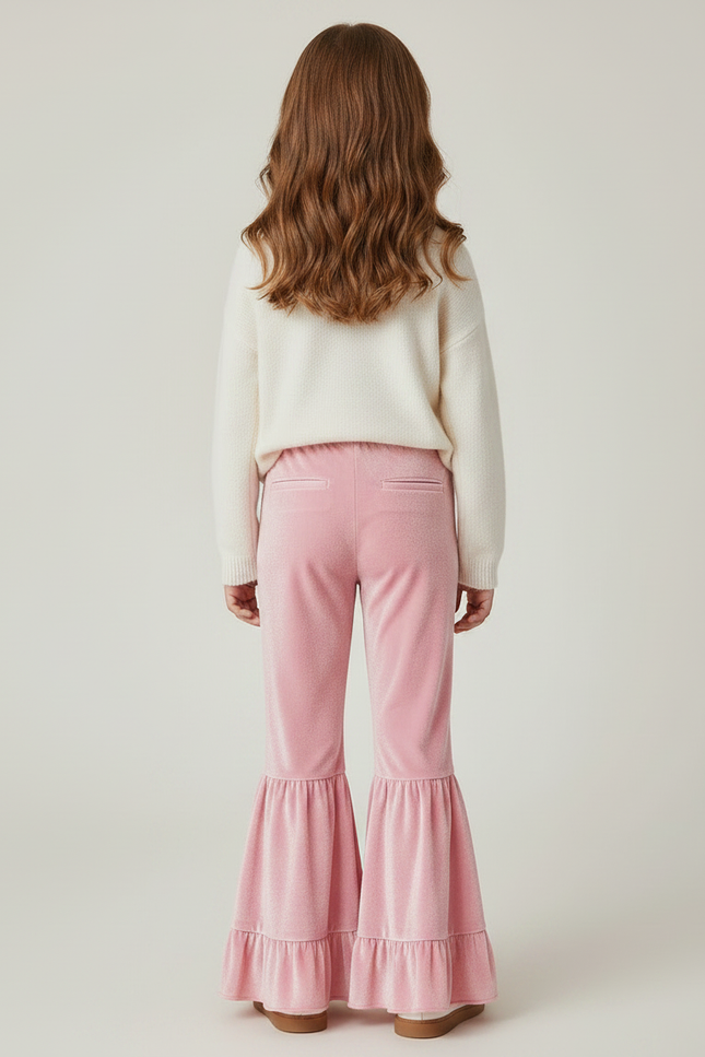 Pantalon Large Velours Fille - Rose - vue 2