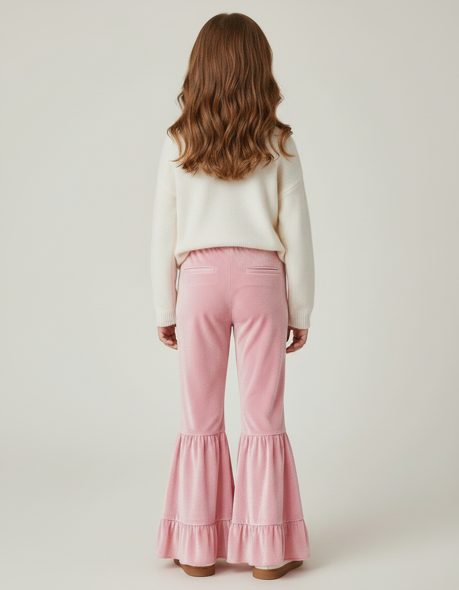 Pantalon Large Velours Fille - Rose - vue 2