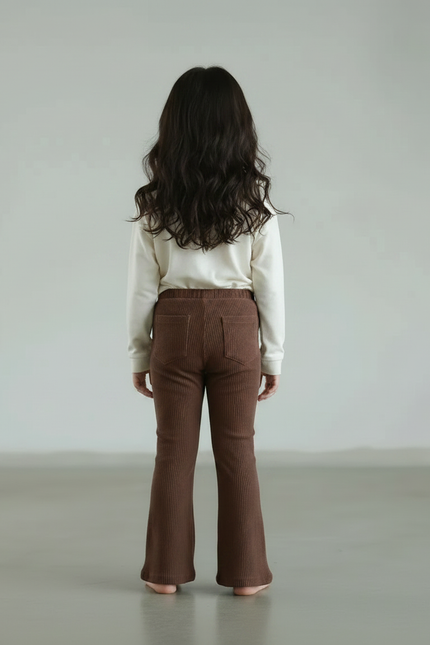 Pantalon Velours Marron Côtelé Évasé Enfant - Cordé - vue 2