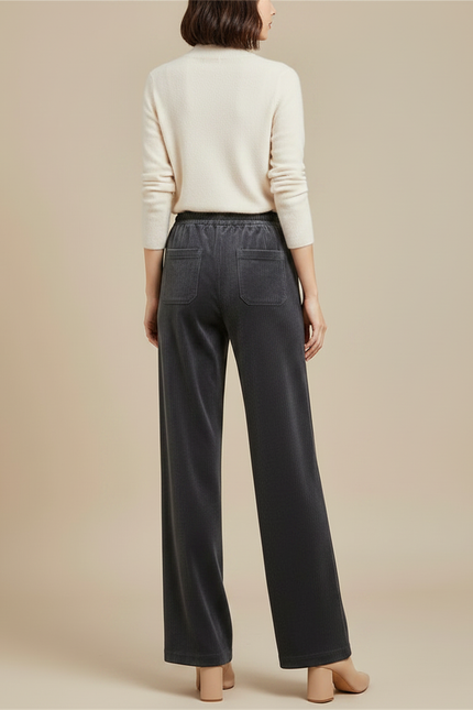Pantalon Velours Gris Femme - Cordé - vue 2